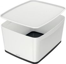 Úložný box s vekom Leitz MyBox, veľkosť L biela/čierna