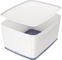 Úložný box s vekom Leitz MyBox, veľkosť L biela/sivá