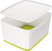 Úložný box s vekom Leitz MyBox, veľkosť L biela/zelená