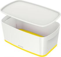 Úložný box s vekom Leitz MyBox, veľkosť S biela/žltá