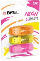 USB kľúč, 16GB, 3 ks, USB 2.0, EMTEC "C410 Neon", oranžová, žltá, ružová