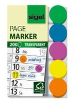 Záložky, plastové, 5x40 listov, 50x12 mm, SIGEL, mix farieb
