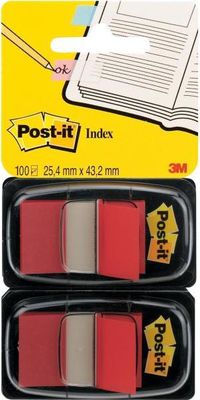 Záložky Post-it Index široké 25,4x43,2 červená 2ks