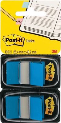 Záložky Post-it Index široké 25,4x43,2 modrá 2ks
