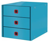Zásuvkový box, laminovaný kartón, 3 zásuvky, LEITZ "Click&Store", pokojná modrá