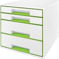 Zásuvkový box Leitz WOW so 4 zásuvkami metalický zelený