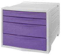 Zásuvkový box na dokumenty, plastový, 4 zásuvky, ESSELTE "Colour`Breeze", priehľadný levanduľový