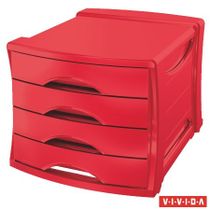 Zásuvkový box na dokumenty, plastový, 4 zásuvky, ESSELTE "Europost", Vivida červený