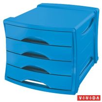 Zásuvkový box na dokumenty, plastový, 4 zásuvky, ESSELTE "Europost", Vivida modrý
