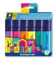 Zvýrazňovač, sada, 1-5 mm, STAEDTLER "Textsurfer® classic 364 C Happy", 6 rôznych farieb