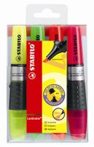 Zvýrazňovač, sada, 2-5 mm, STABILO "Luminator", 4 rôzne farby